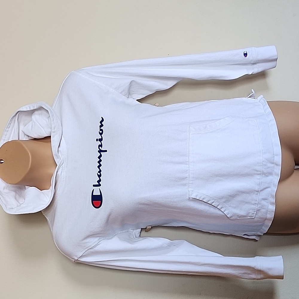 white Champion hoodie